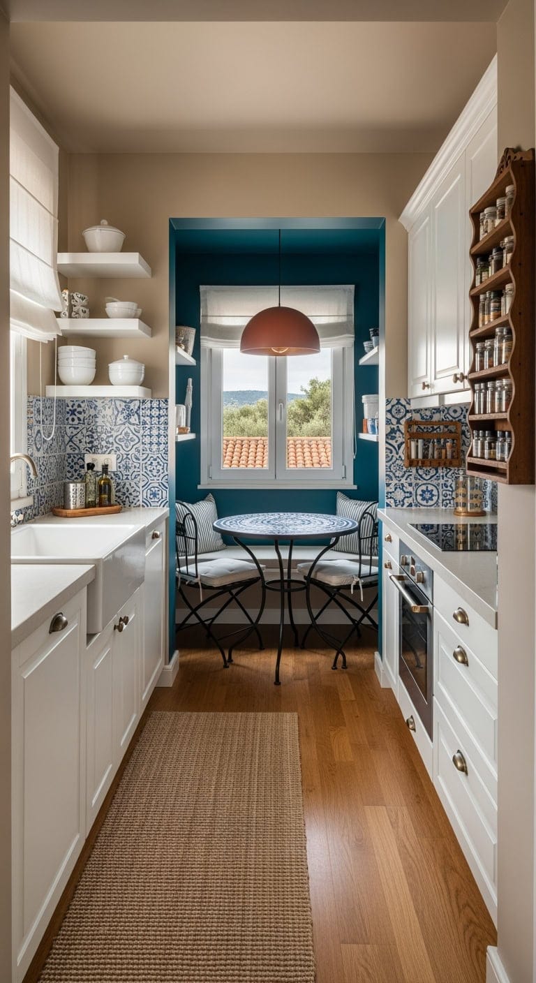 mediterranean tile alcove dining