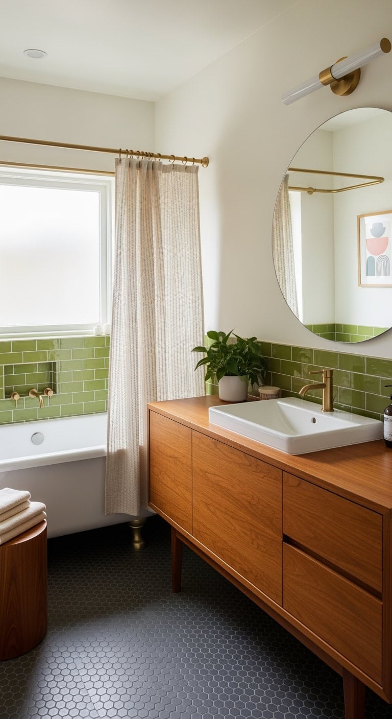 mid century atomic bathroom makeover