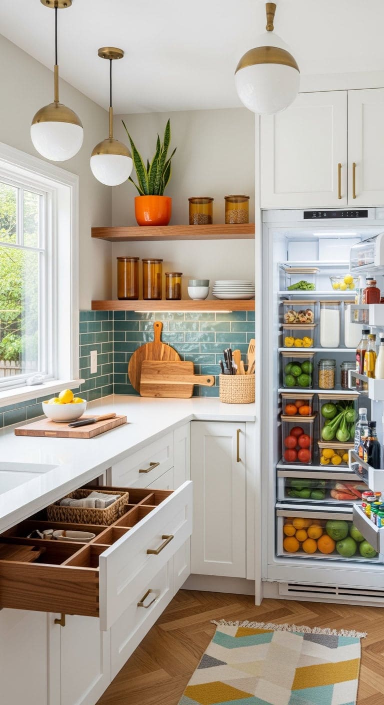 mid century fridge organization aesthetic