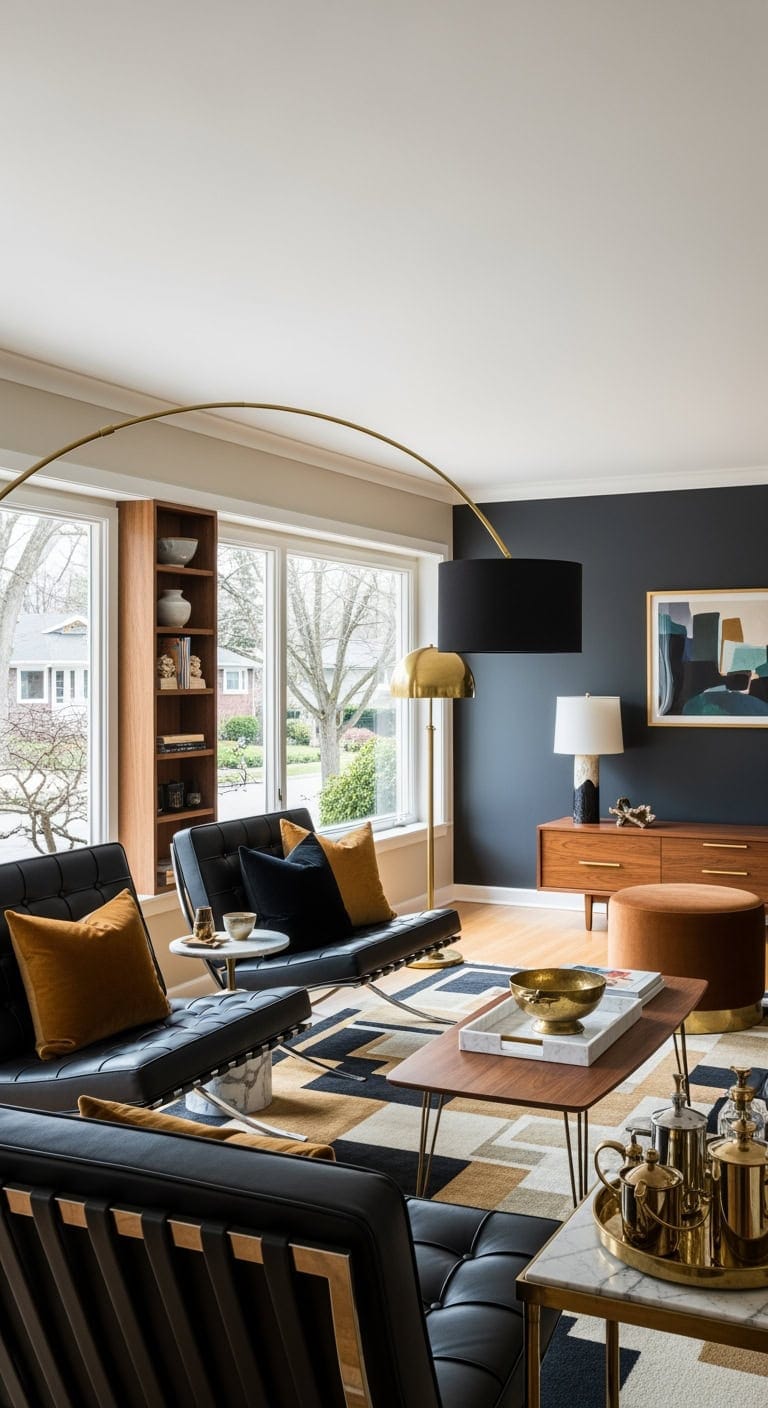 mid century moody brass lounge