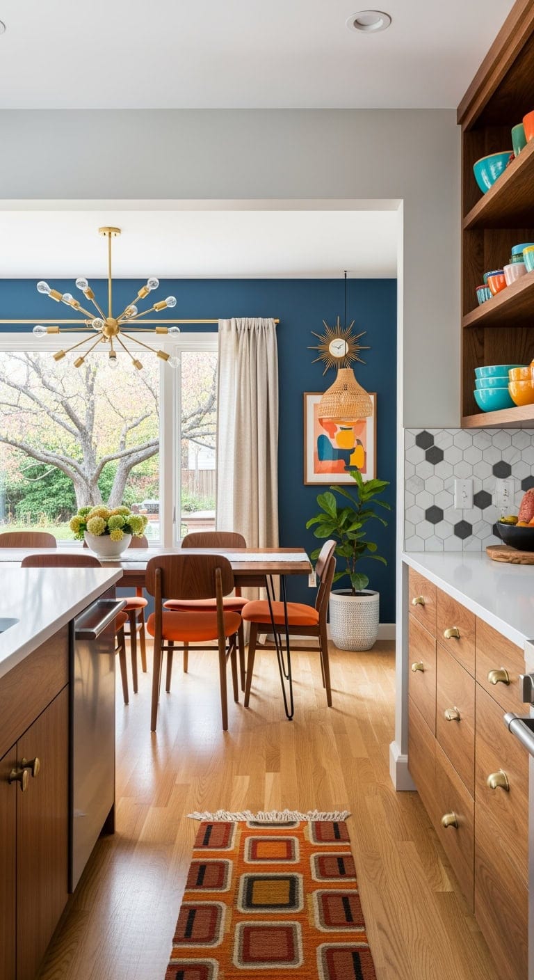 mid century walnut retro dining