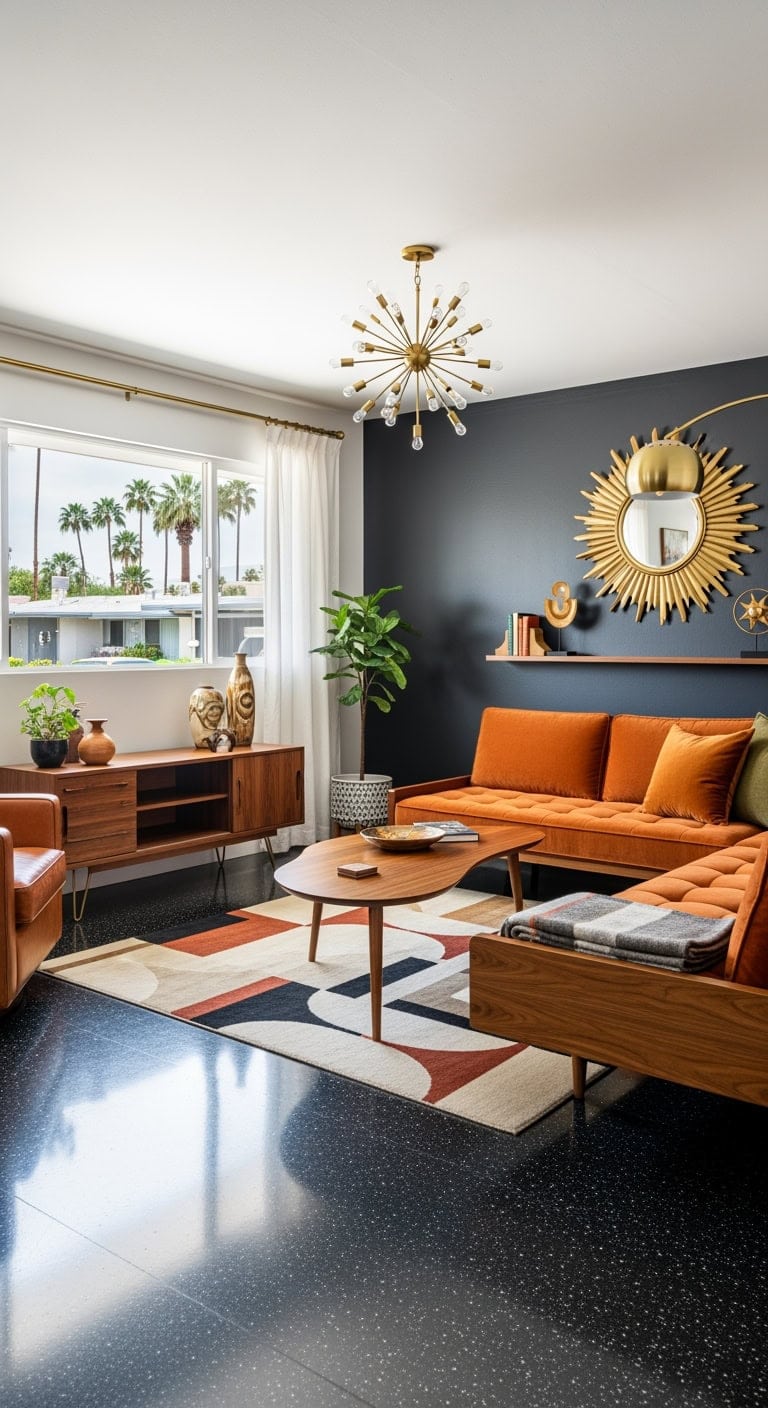 mid century walnut terrazzo sanctuary