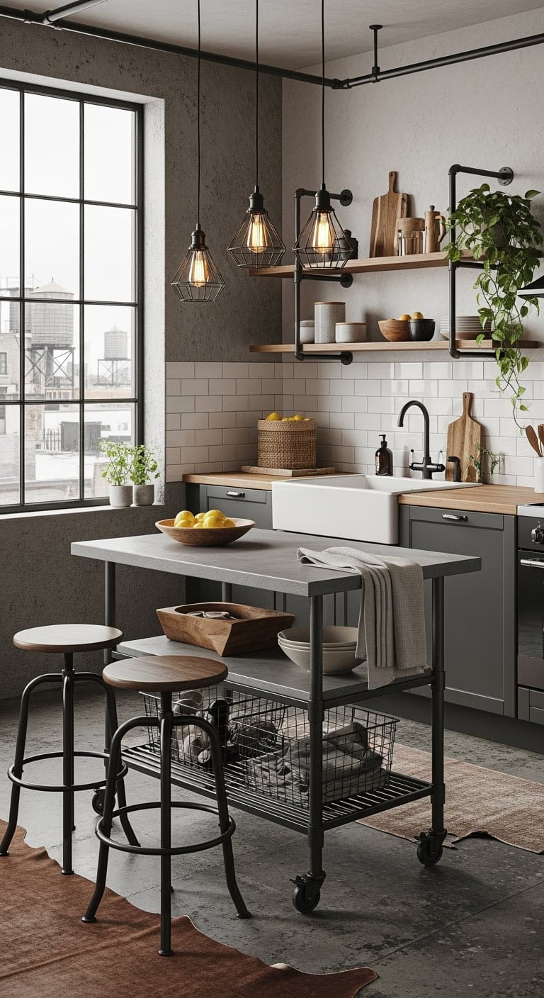 miniature steel framed industrial island