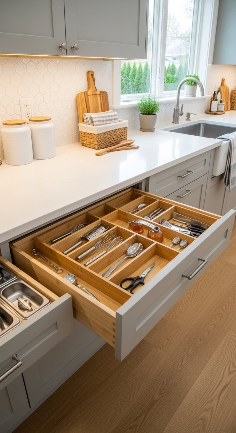 miniature utensil drawer organization