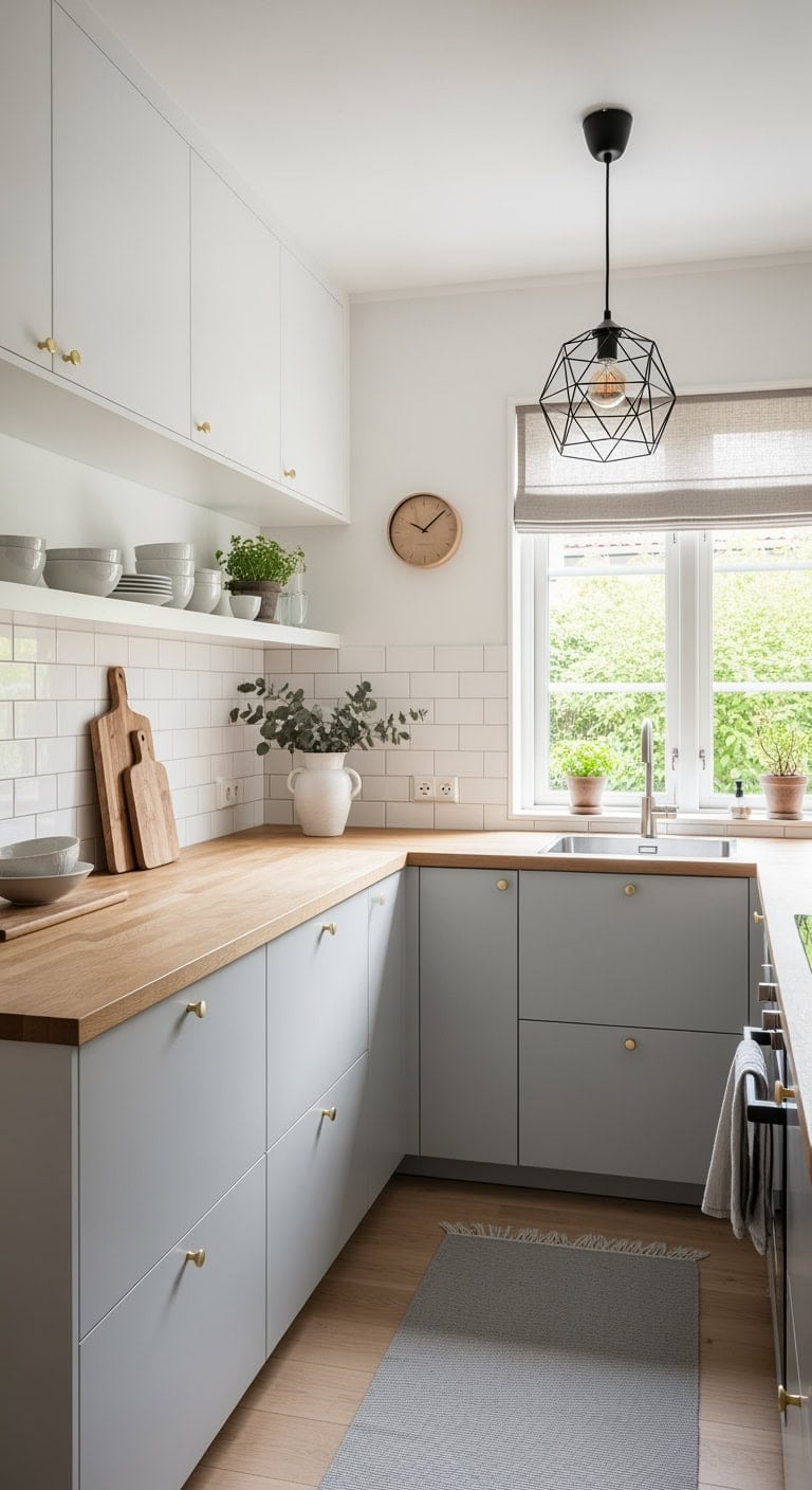 minimal scandinavian l shaped kitchen