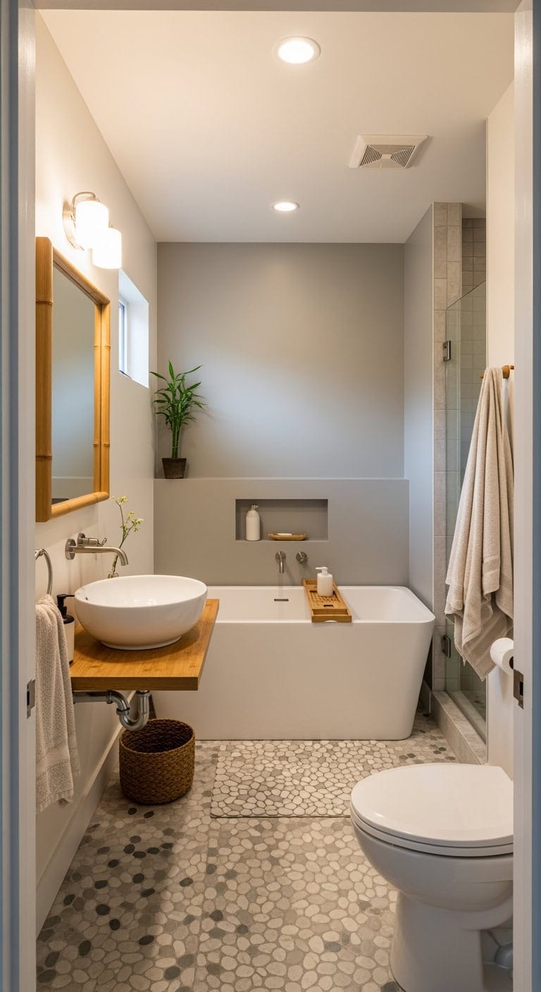 minimalist bamboo soaking retreat