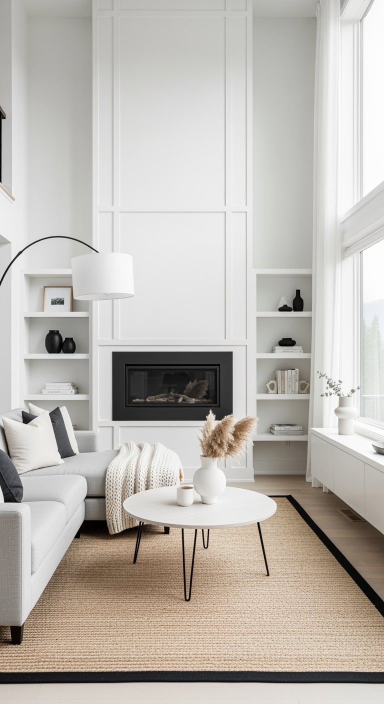 minimalist scandinavian black fireplace