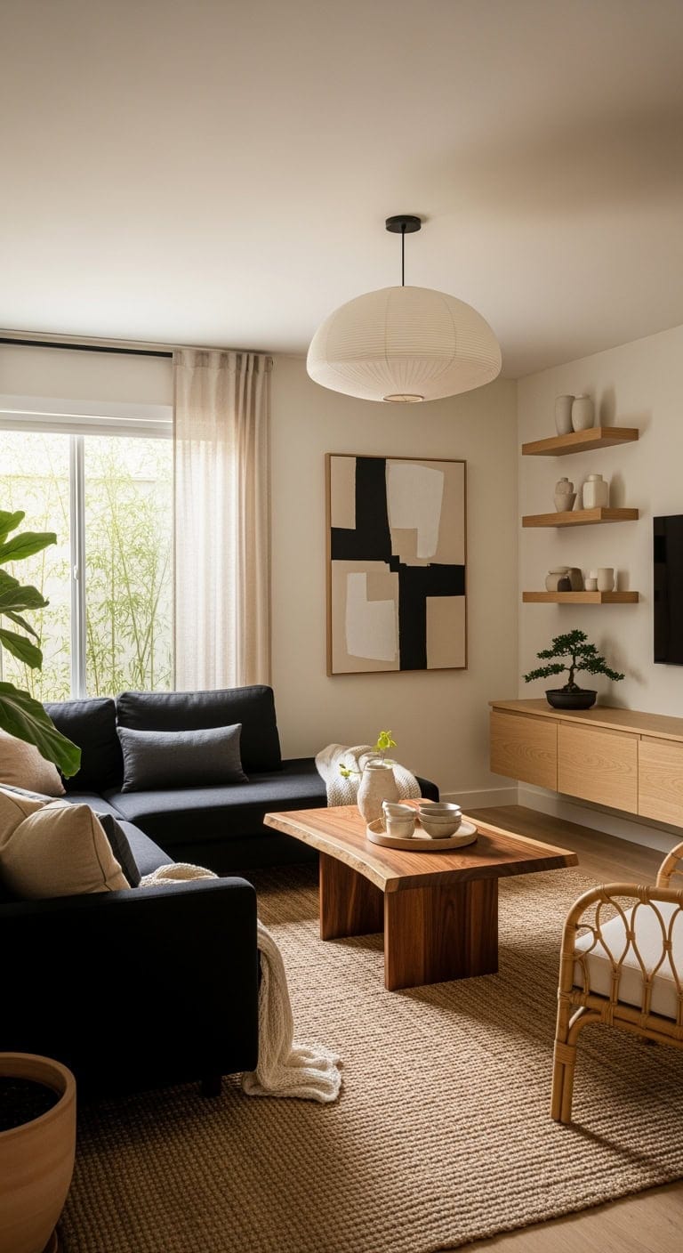 minimalist spa inspired black sofa