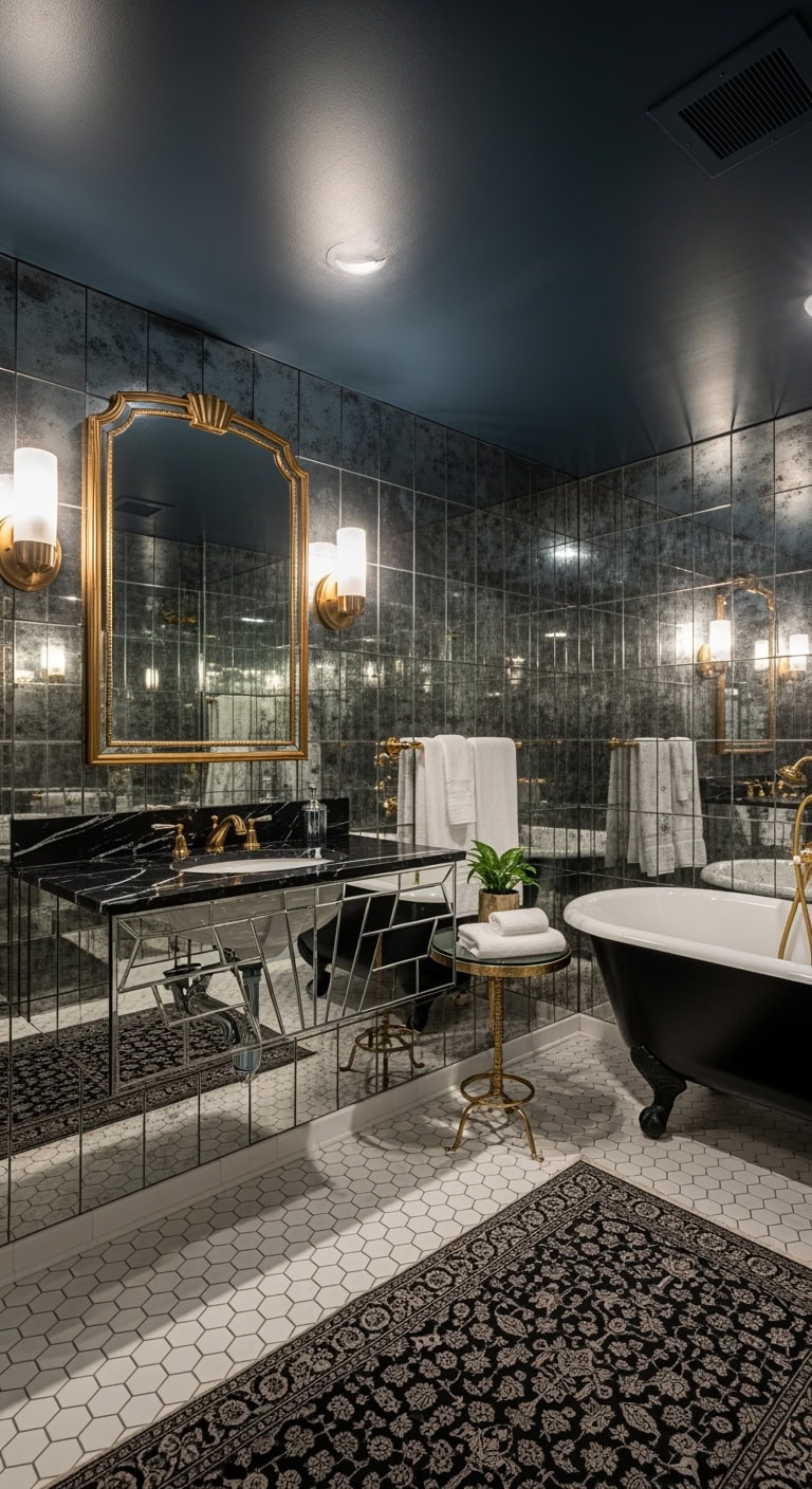 mirrored art deco basement glamour