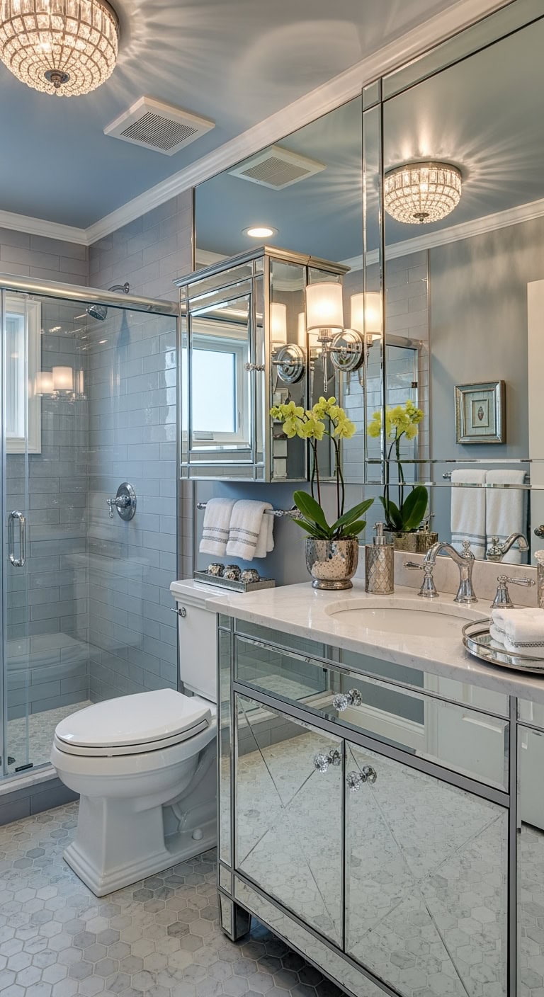 mirrored hollywood glamorous gray