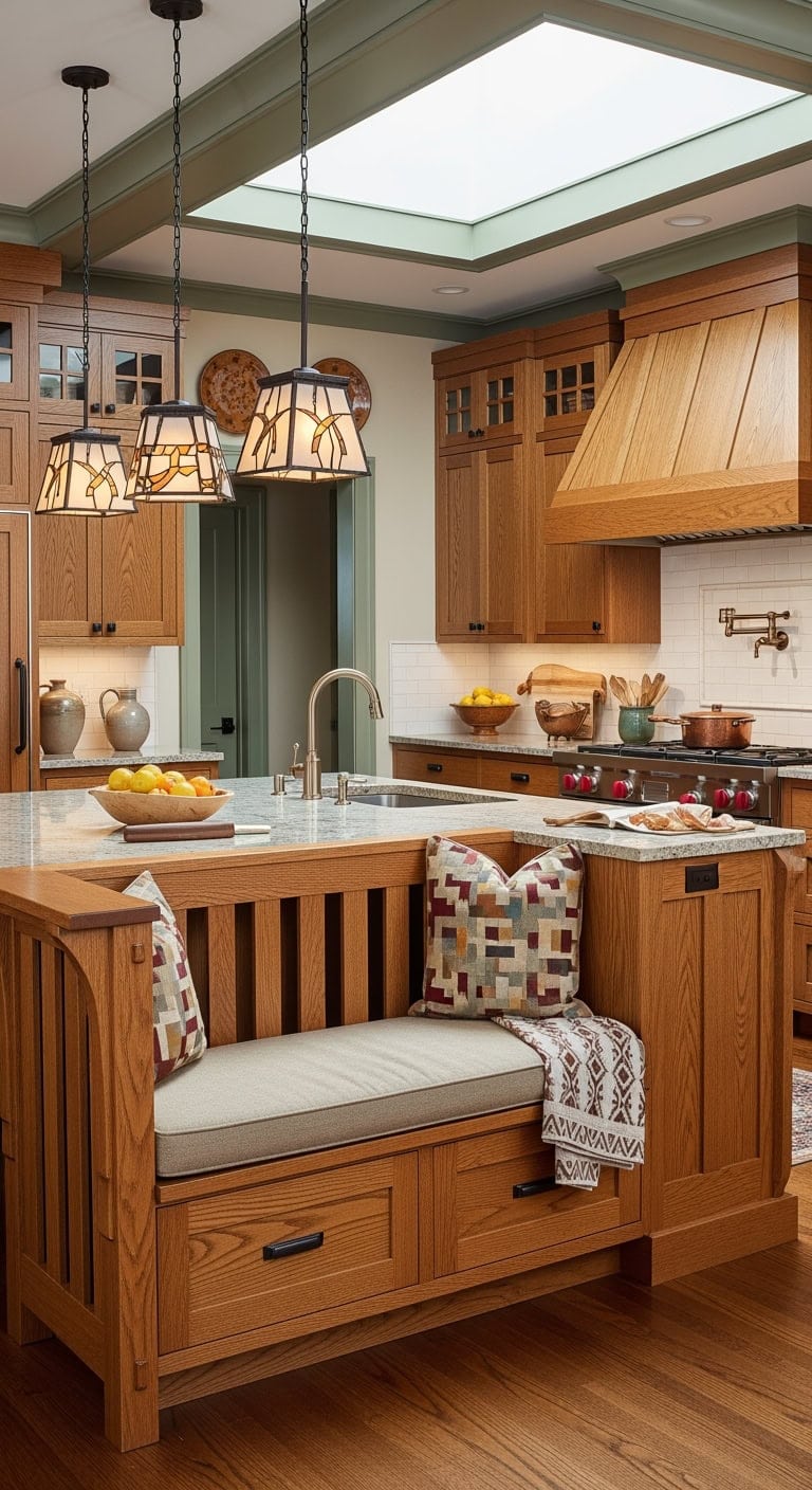 mission oak arts and crafts banquette