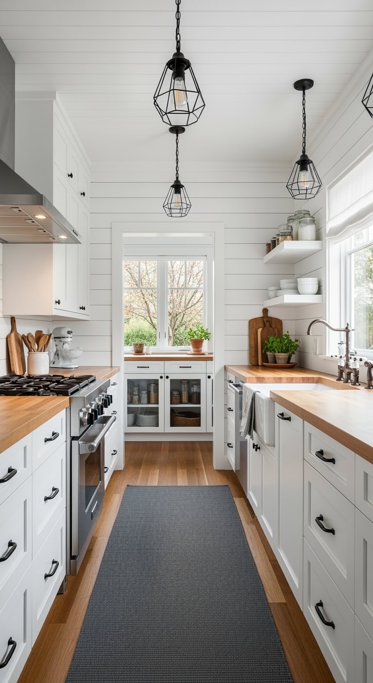 modern farmhouse narrow galley