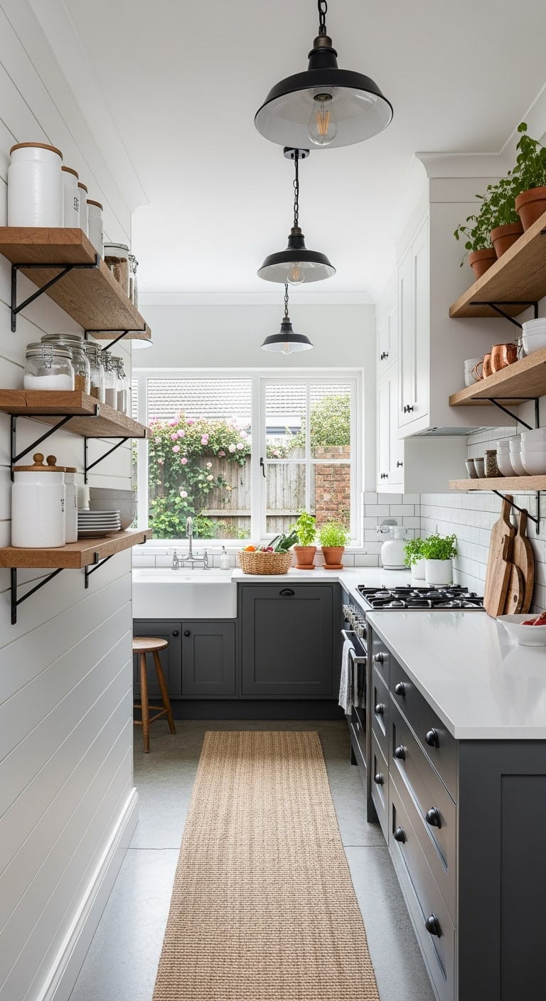 modern farmhouse narrow galley