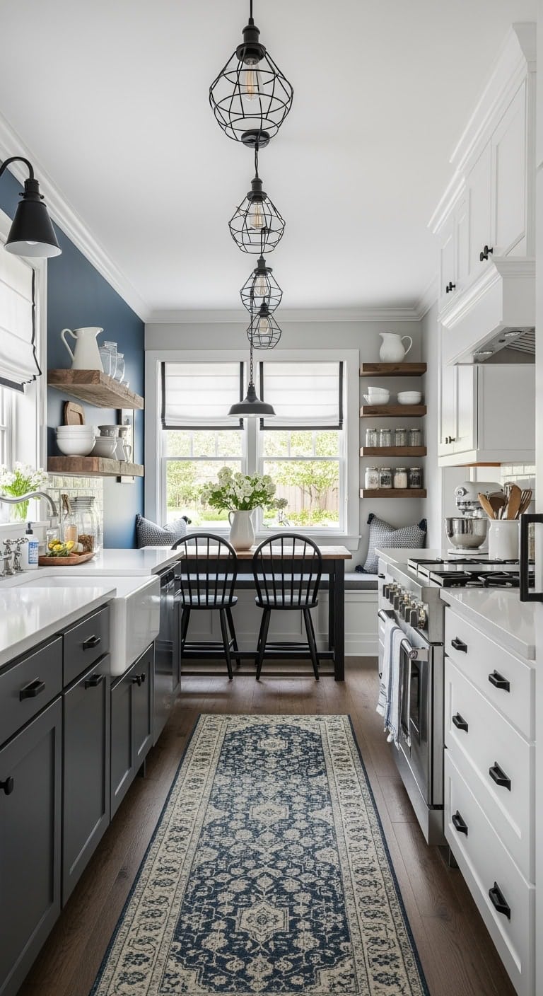 modern farmhouse narrow galley