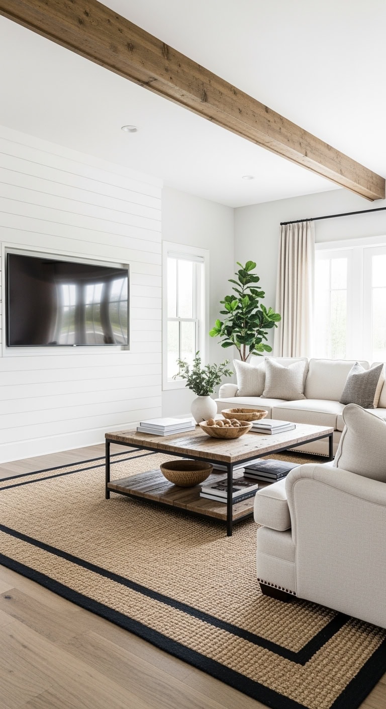 modern farmhouse with black accents