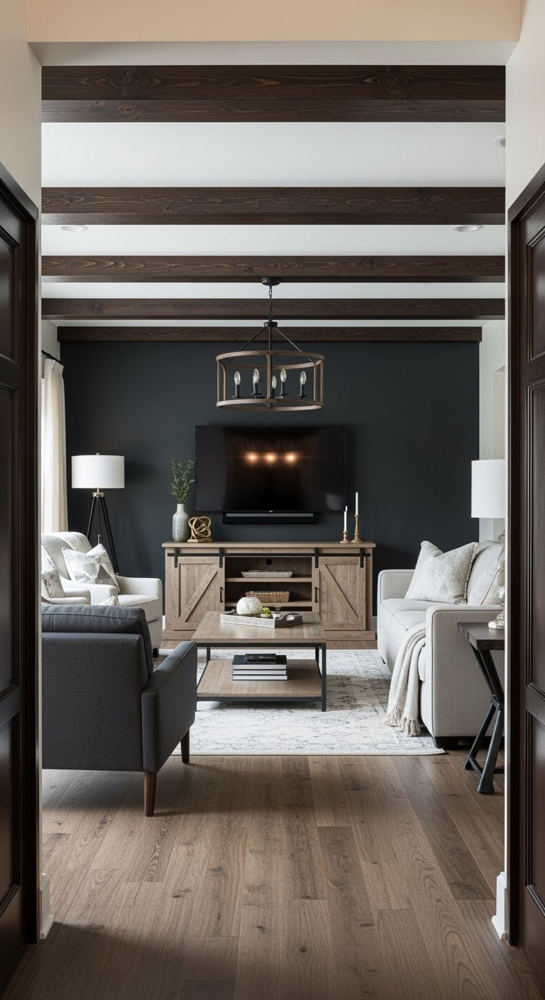 modern farmhouse with charcoal accents