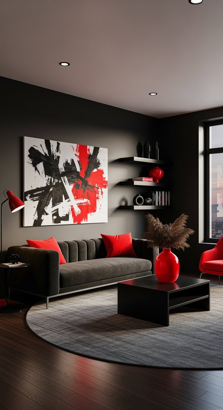 monochrome black with scarlet