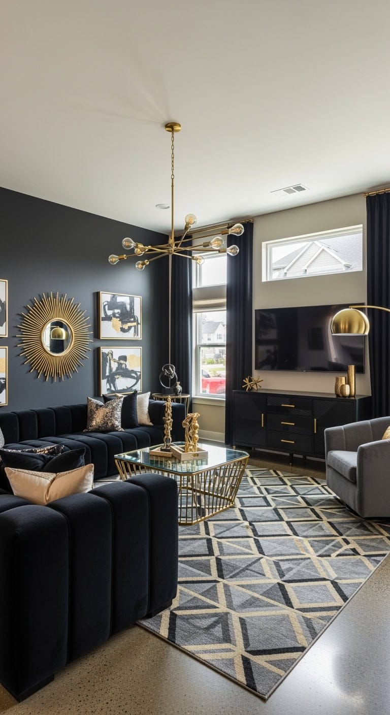 moody black velvet luxe interior