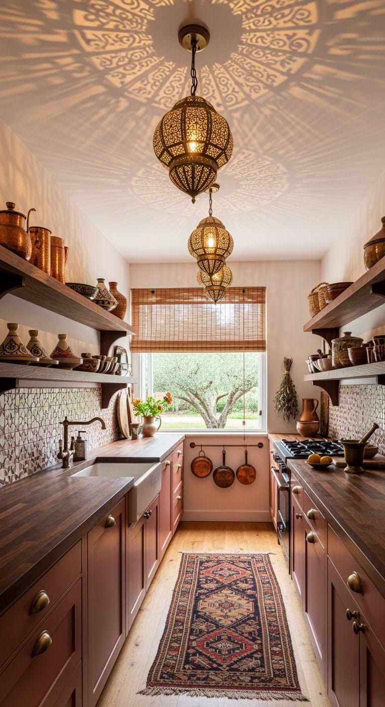 moroccan inspired warm patterned pendants