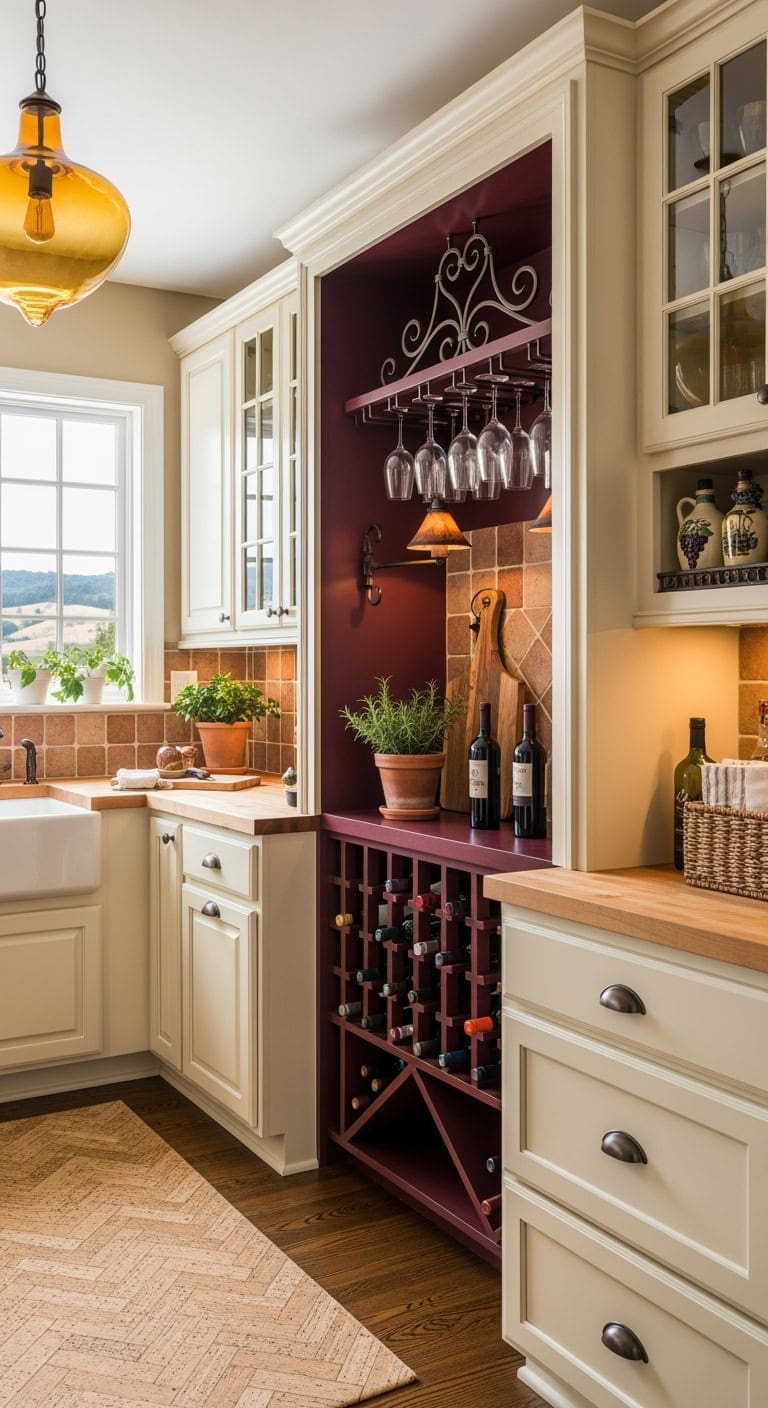 napa style built in wine nook