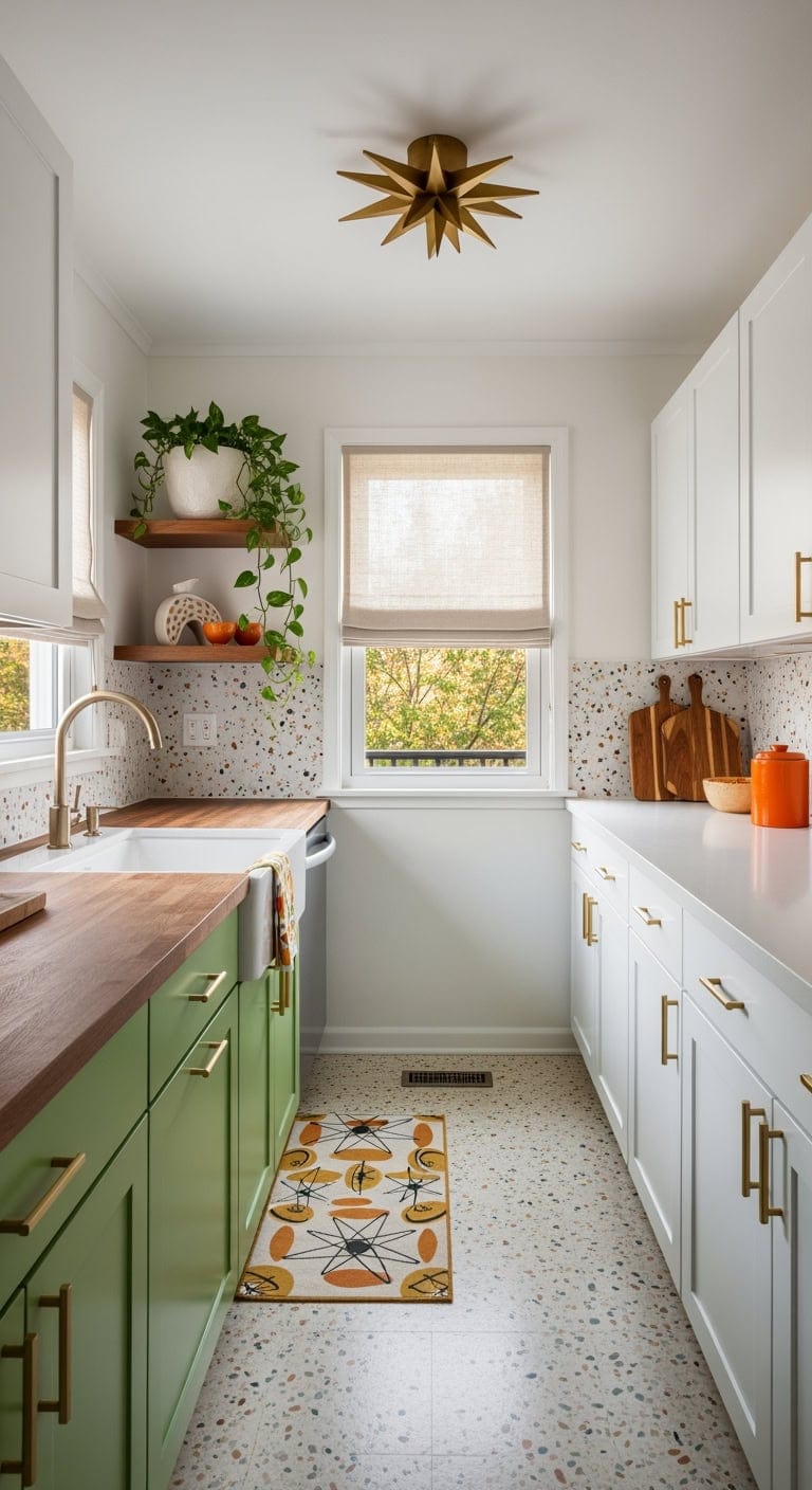 narrow mid century modern galley