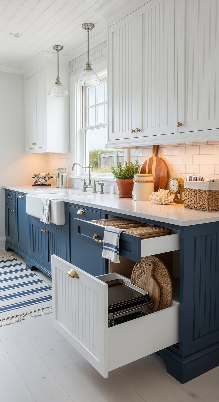 nautical hidden toe kick drawers