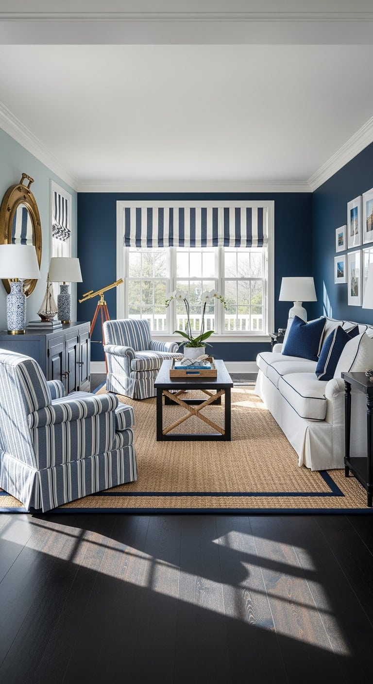 nautical stripes black oak