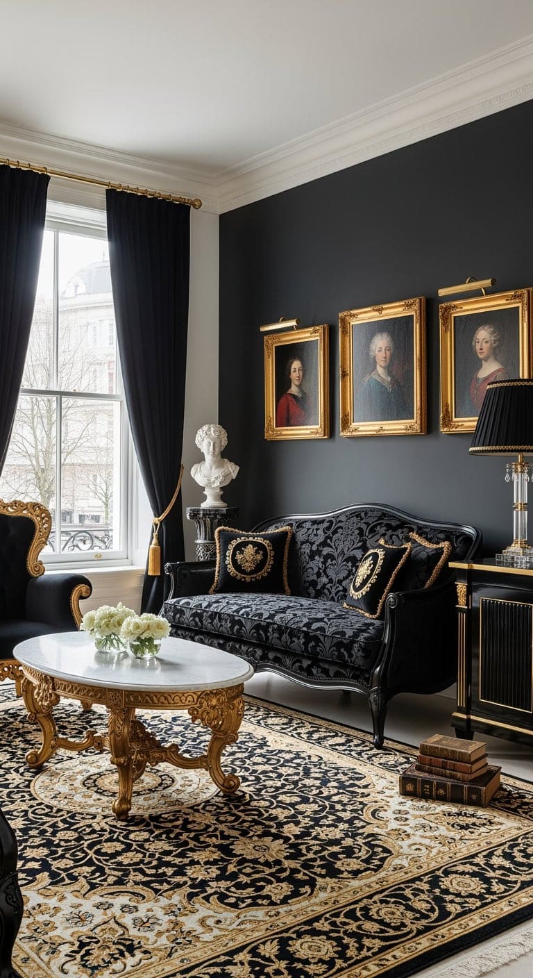neoclassical luxe black elegance