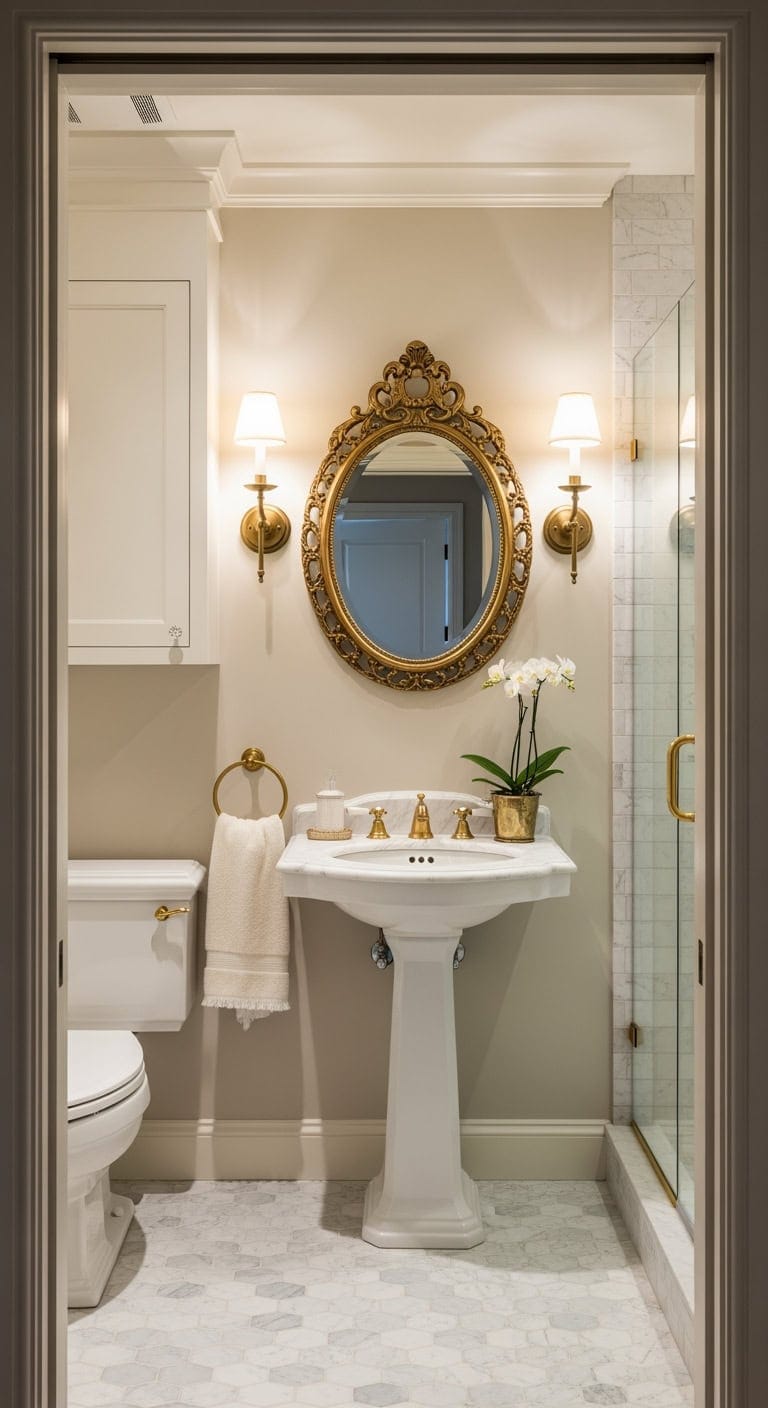 neoclassical urn sconce powder room