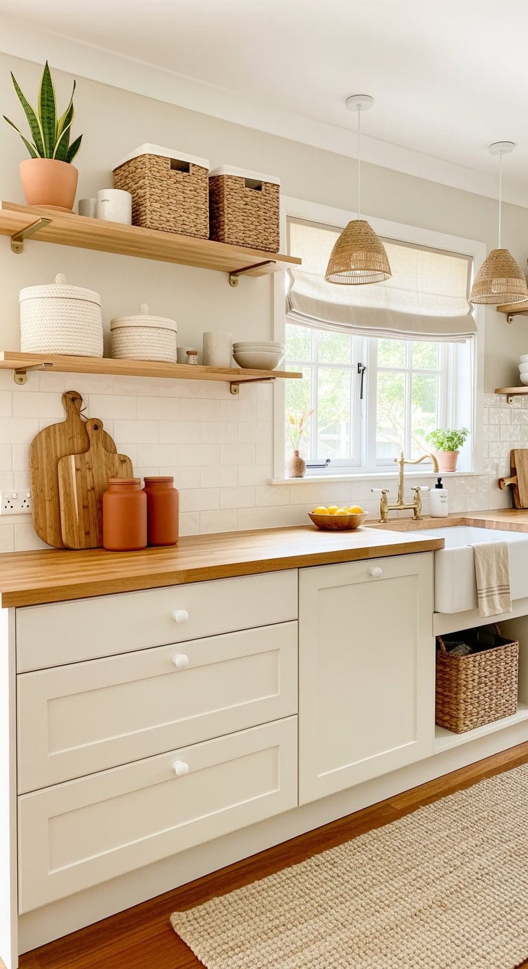 neutral woven baskets styling