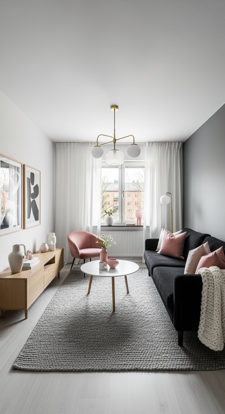 nordic cozy black and pink