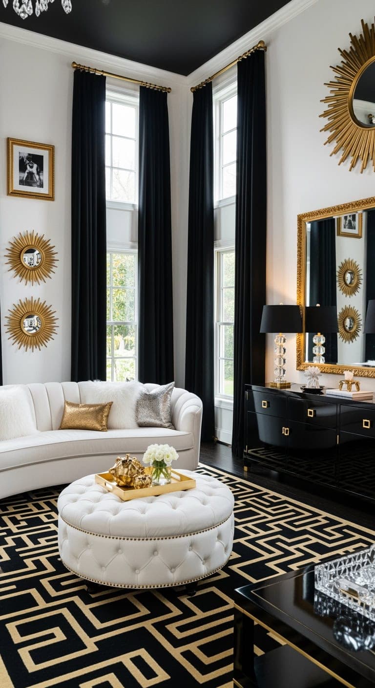 old hollywood luxe black and white