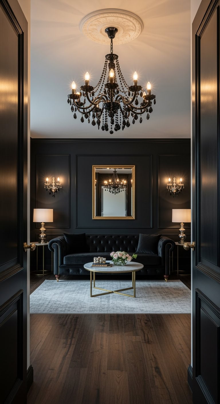 old hollywood luxe black ensemble