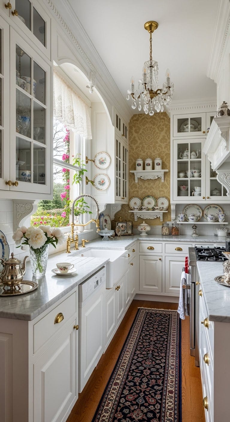 ornate glass china display