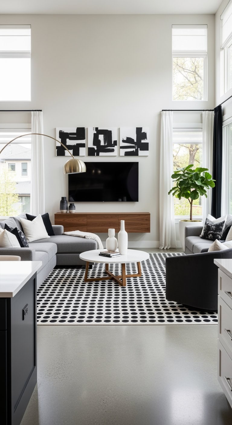 oversized black and white polka dot