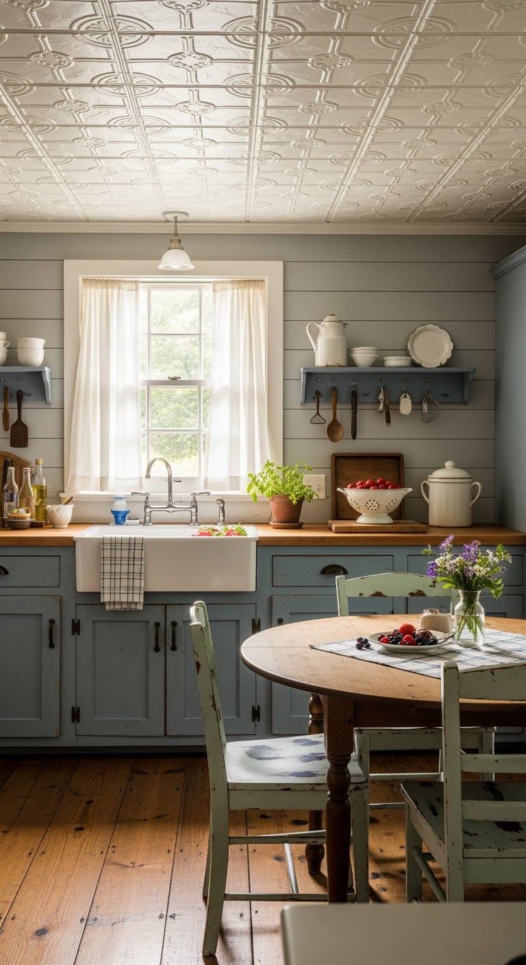 painted tin cottage ceiling