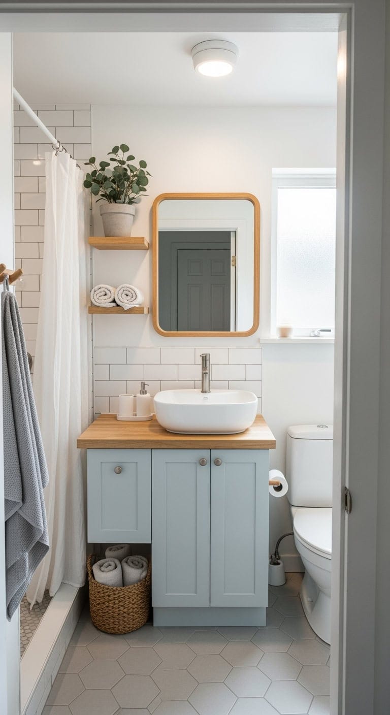 pale blue scandinavian spa bathroom