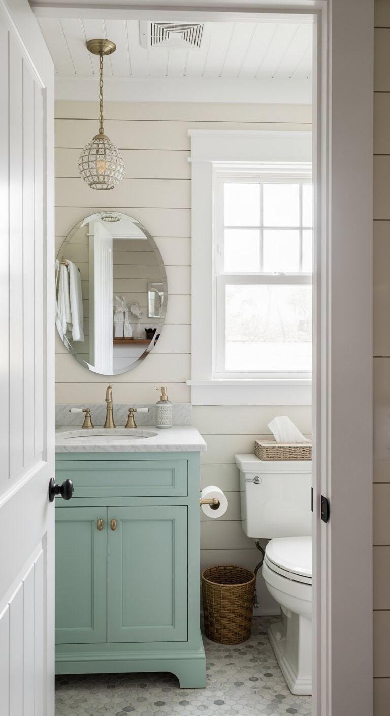 pastel magnolia cottage bathroom