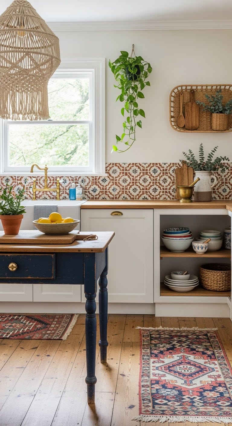 petite vintage bohemian kitchen