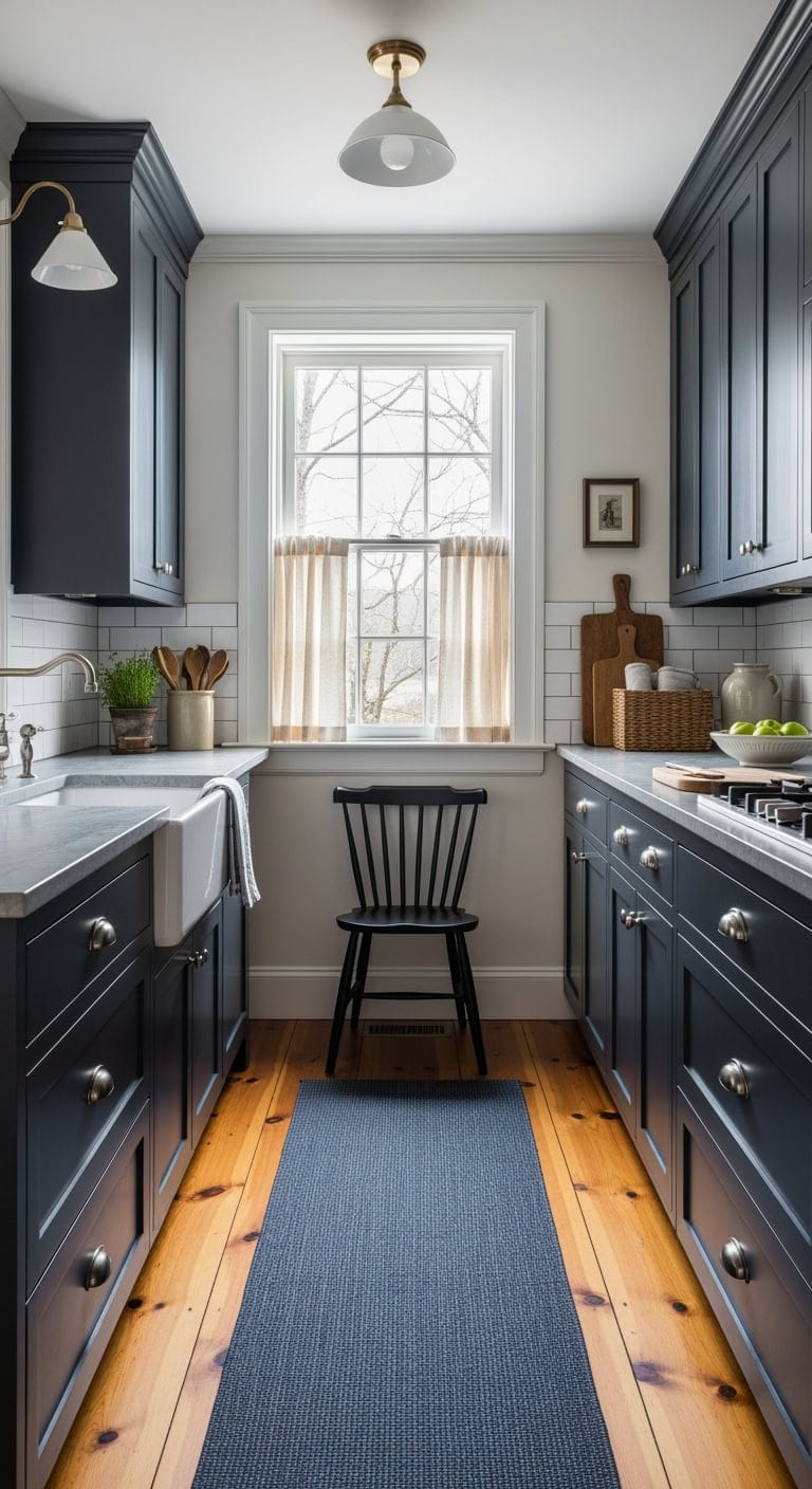 pewter accented colonial cozy kitchen