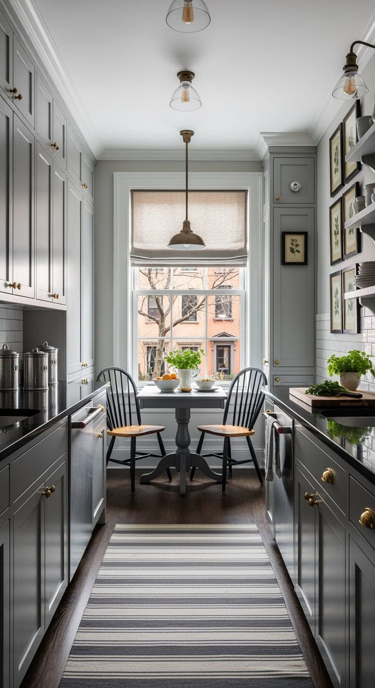 pewter gray intimate colonial kitchen
