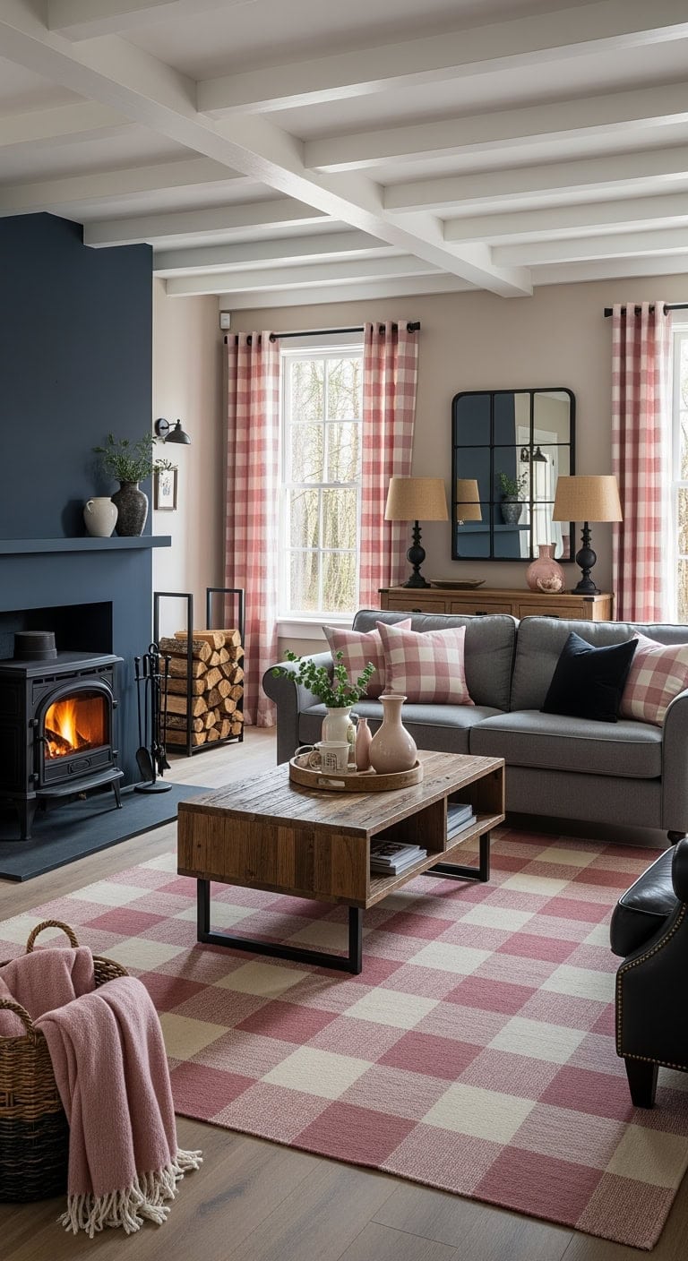 pink buffalo check cozy