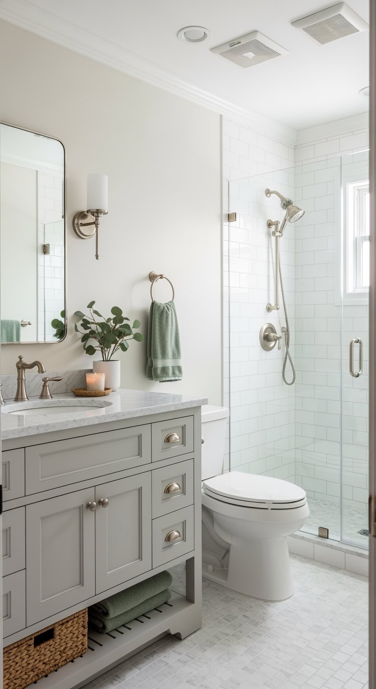 polished nickel transitional bathroom