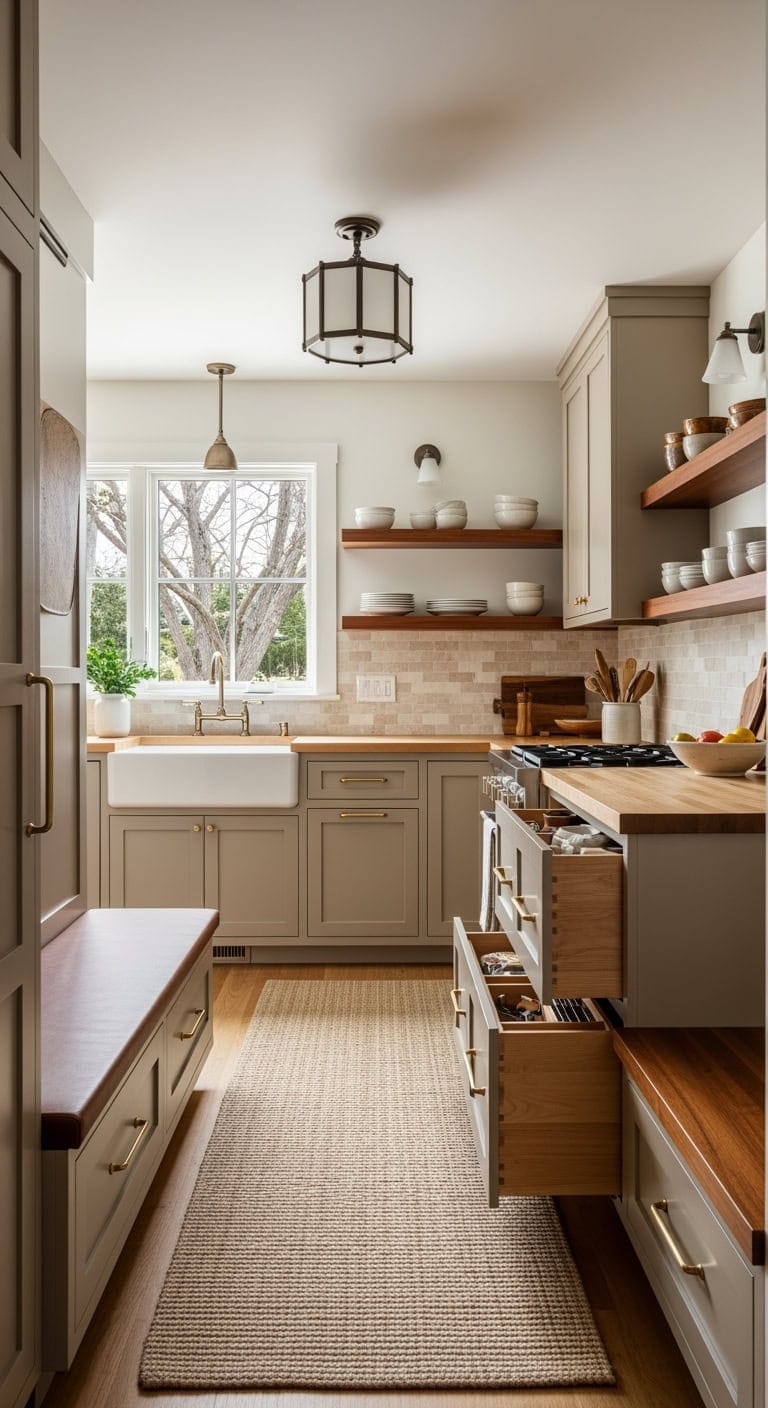 prairie inspired built in horizontal storage