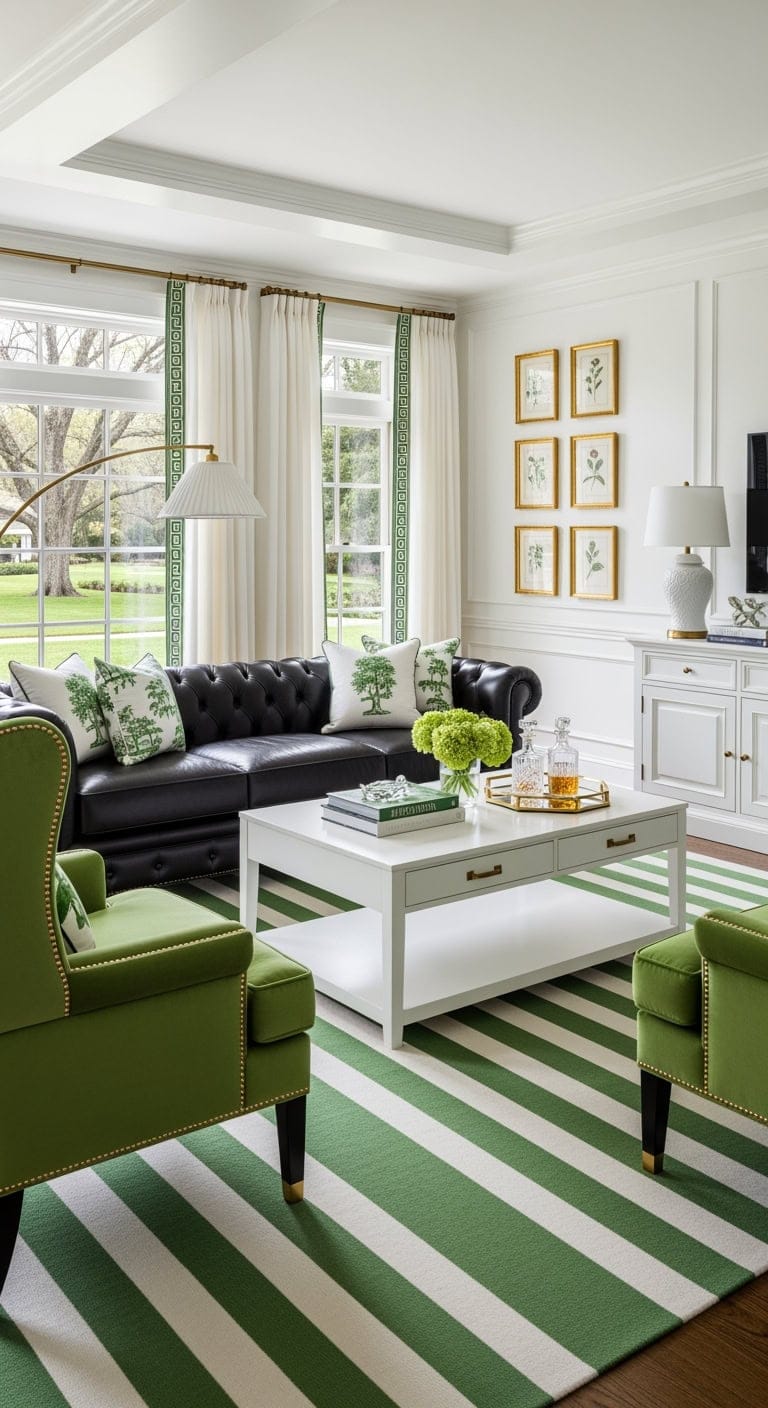 preppy black kelly green