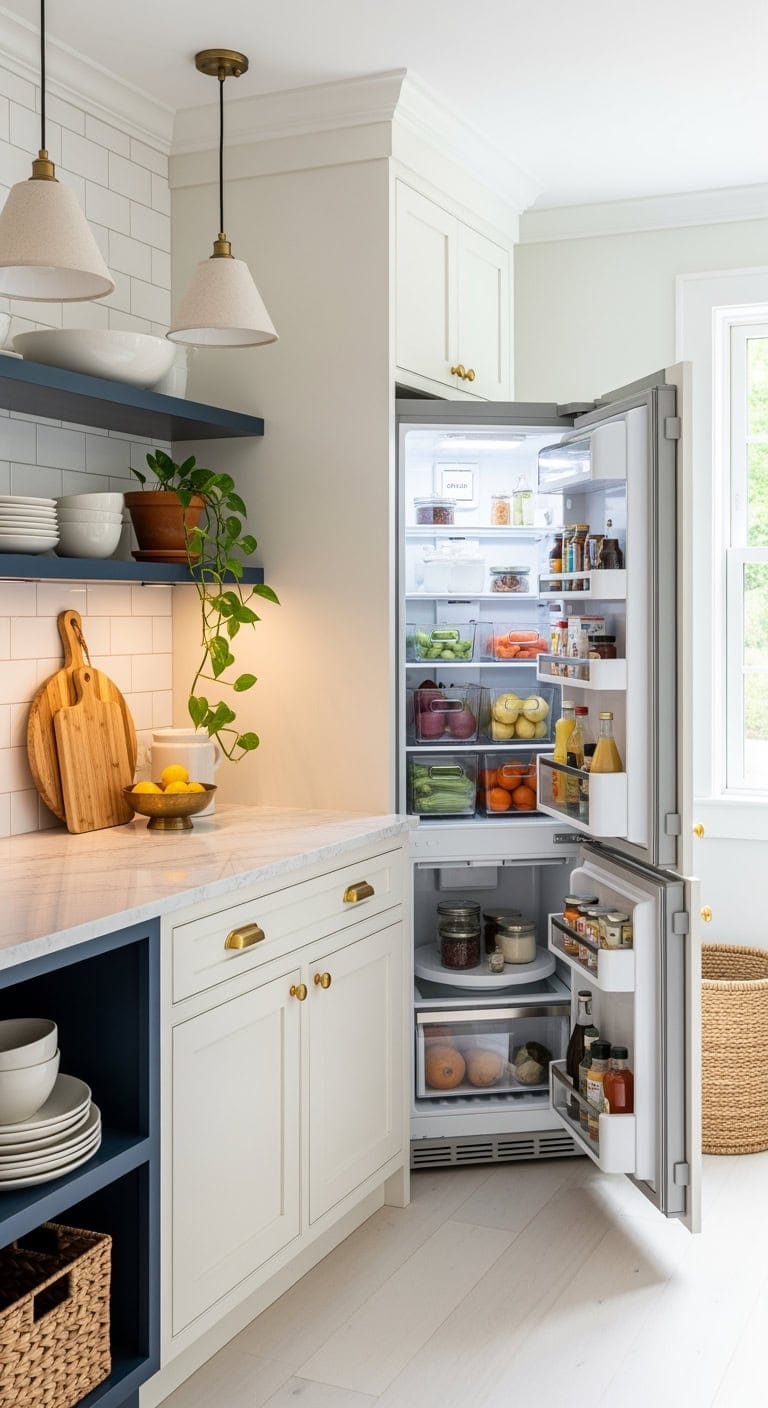 preppy labeled refrigerator organization