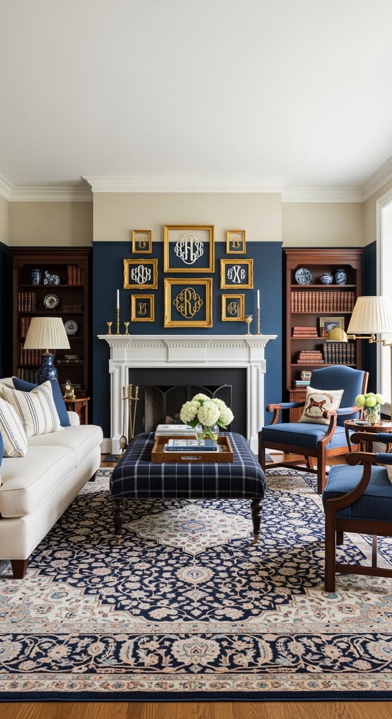 preppy traditional cream and black