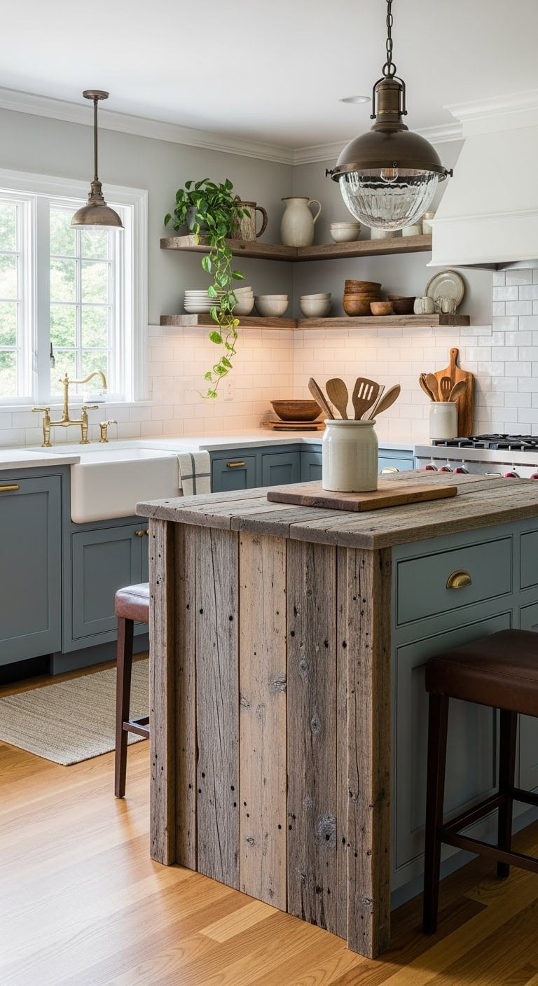 reclaimed barn wood island