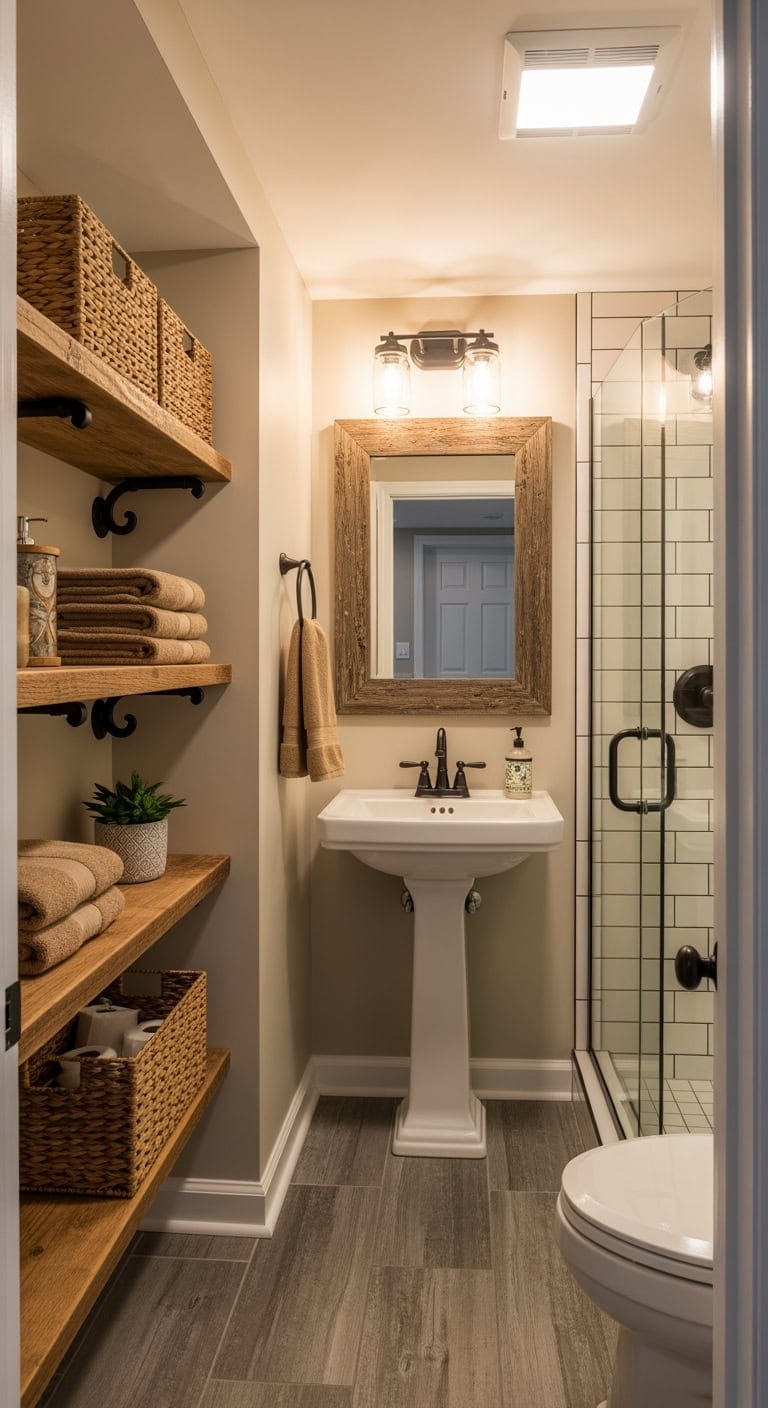 reclaimed wood corner shelving