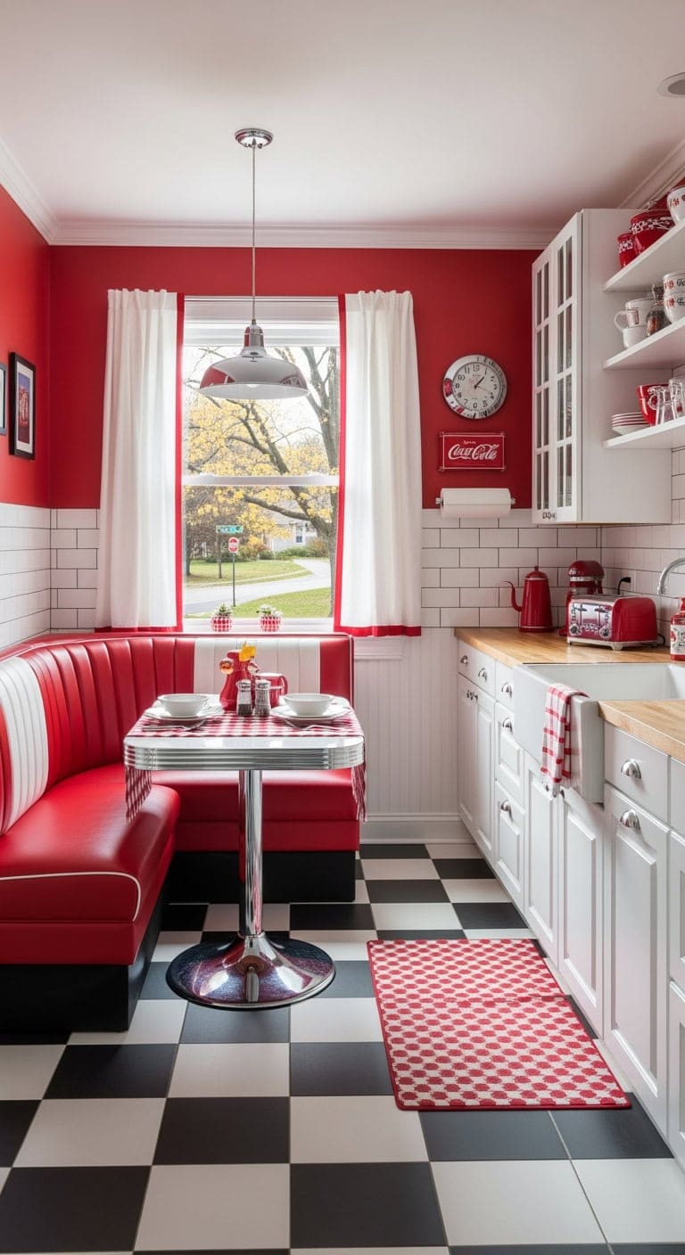 red checkered retro diner nook